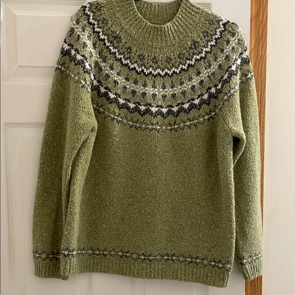 Olive Green Patterned Sweater